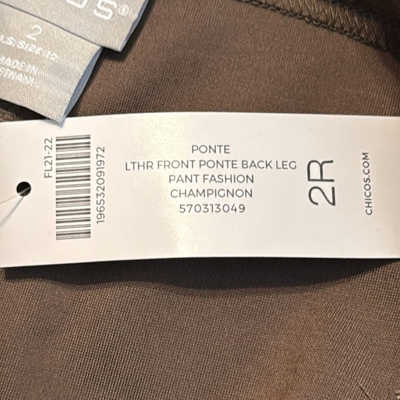 NWT Chico's Tan Faux-Leather Front Ponte Leggings Size L/12 - Picture 10 of 15